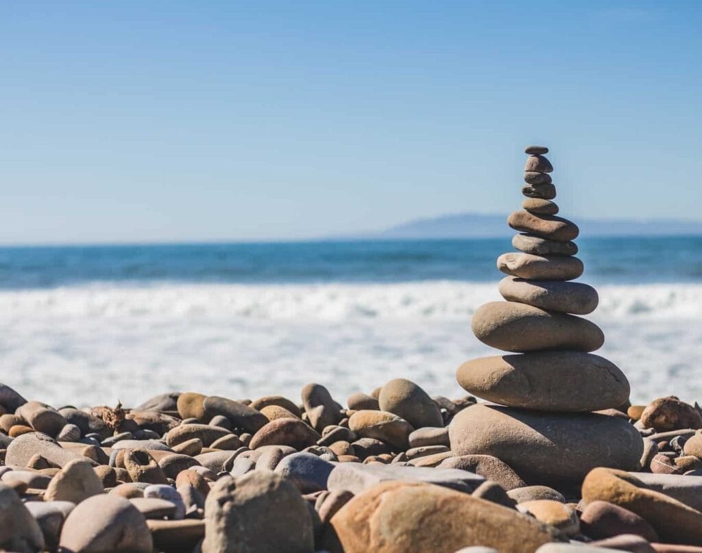 stack rock on seashore