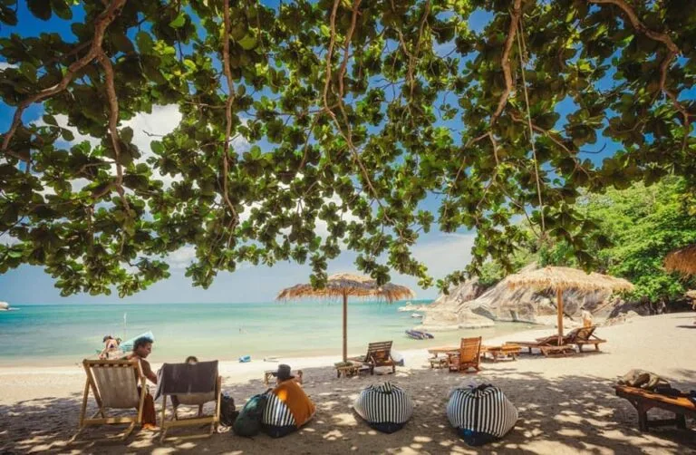 Beachfront seating at The Sanctuary Thailand on Koh Phangan