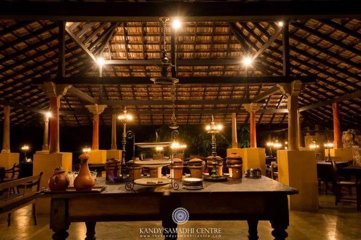 Open-air interior at The Kandy Samadhi Centre in Sri Lanka