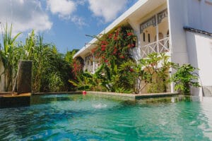 Tropical villa with pool and lush garden