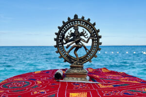Bronze Nataraja statue by the ocean